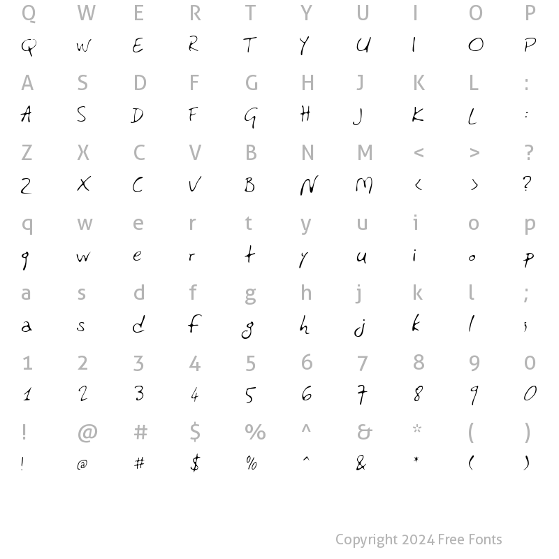 Character Map of PF Libera Pro Regular