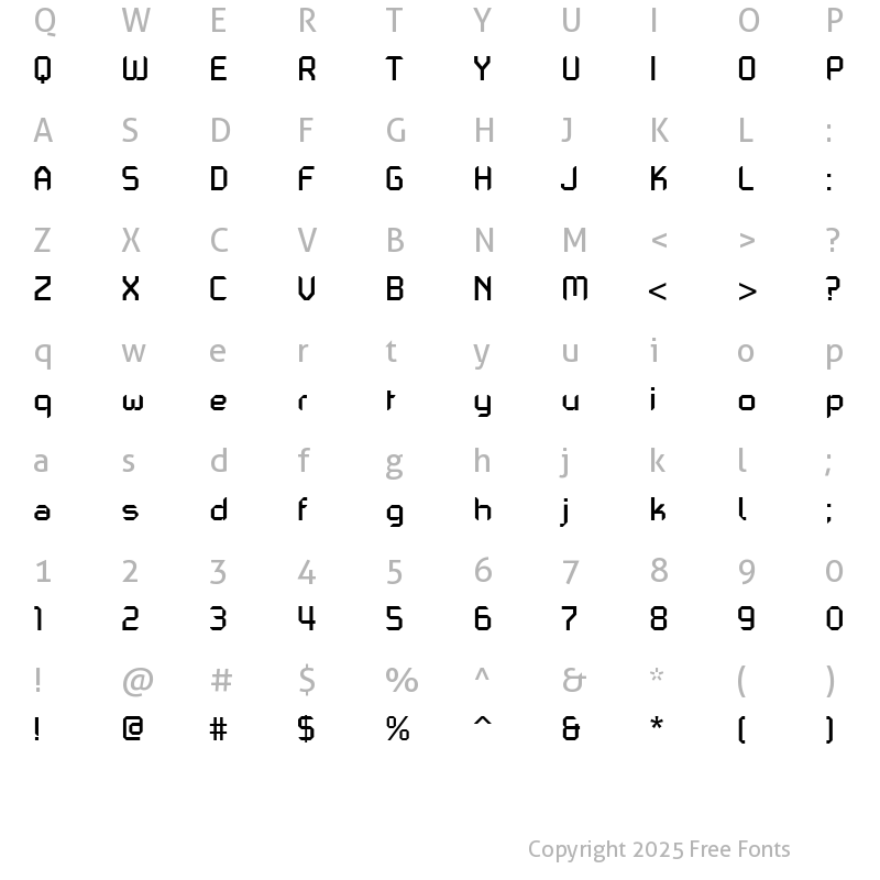 Character Map of PF Mechanica A Pro Regular