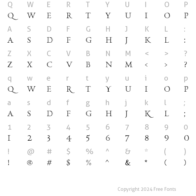 Character Map of PF Monumenta Pro Metallica