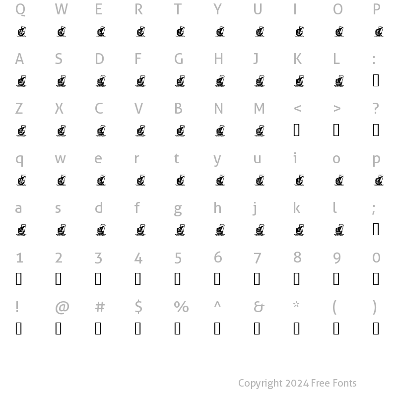 Character Map of pf on the sea1 Regular