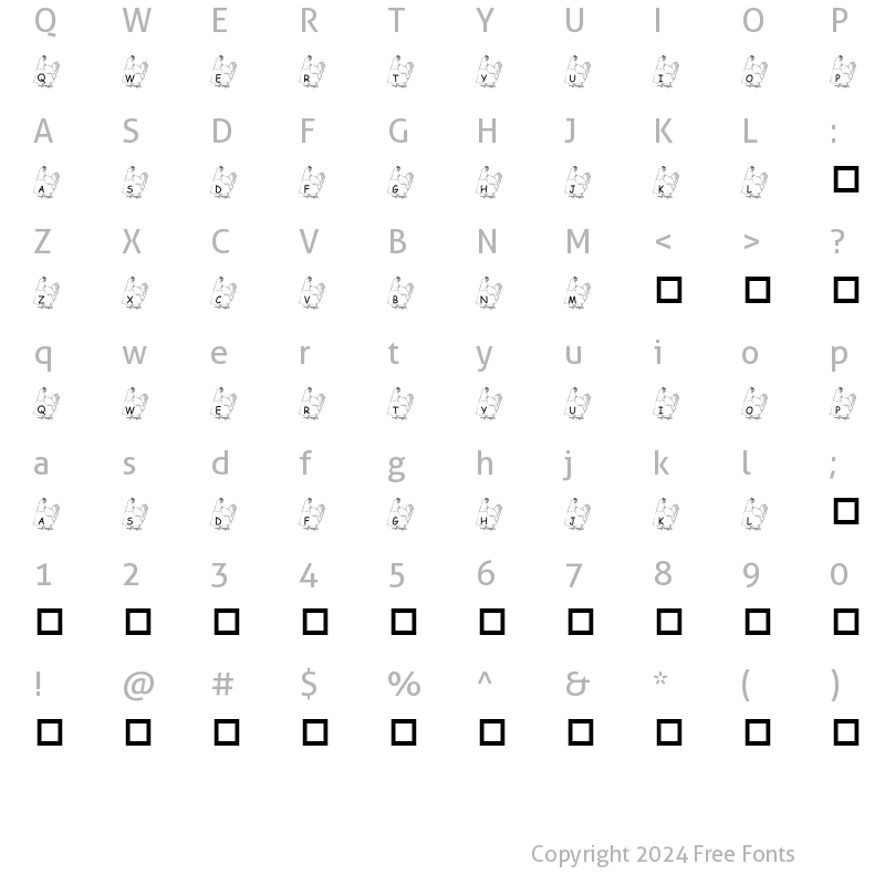 Character Map of pf the hen Regular