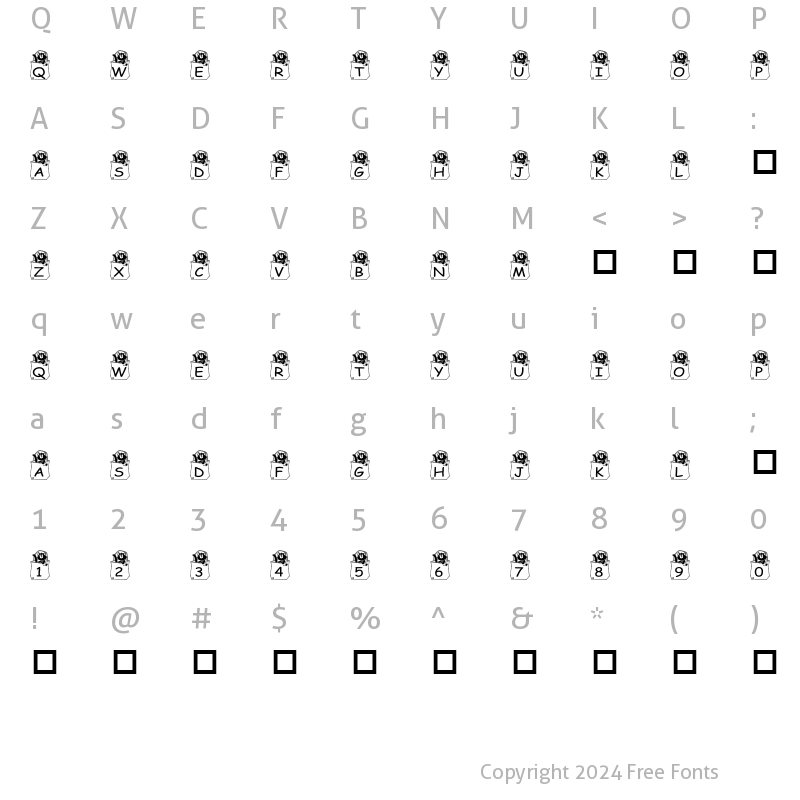 Character Map of pf_bag3 Regular