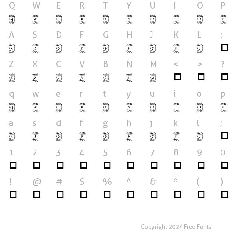 Character Map of pf_bag4 Regular