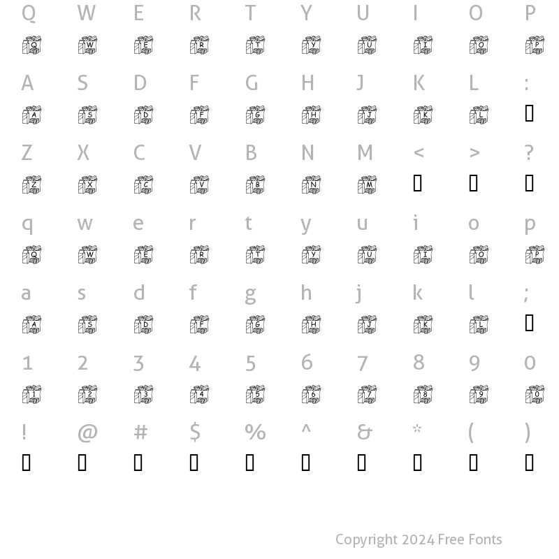 Character Map of pf_bag5 Regular