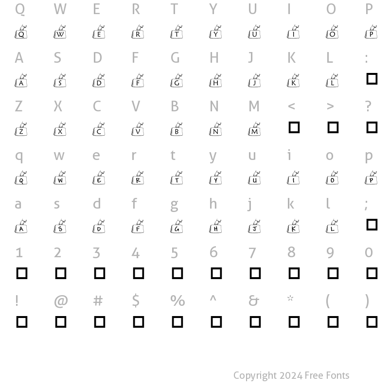 Character Map of pf_bcase1 Regular