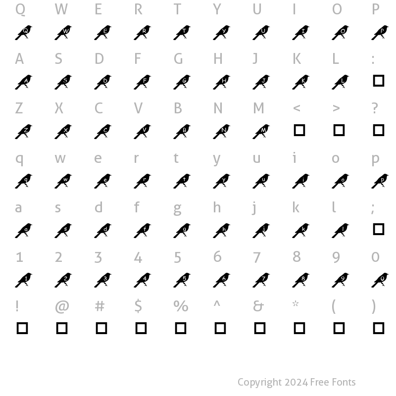 Character Map of pf_bird2 Regular