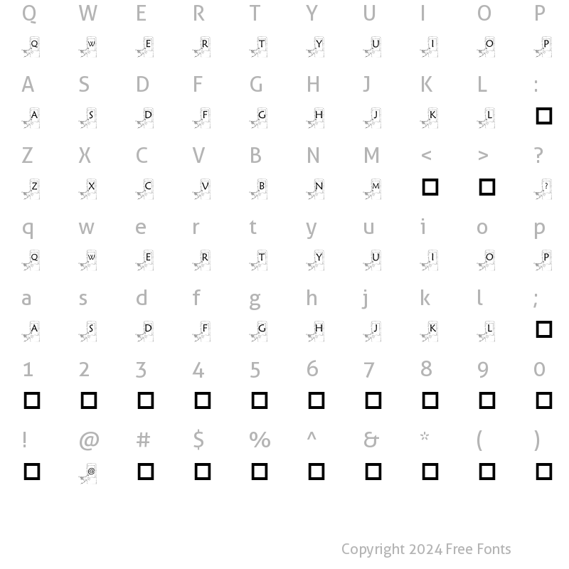 Character Map of pf_birdy1 Regular