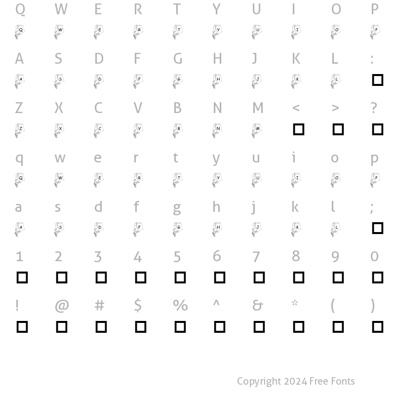 Character Map of pf_cockatoo Regular