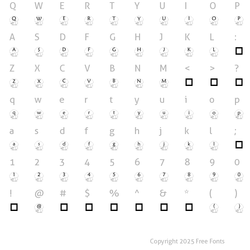 Character Map of pf_cutemouse1 Regular