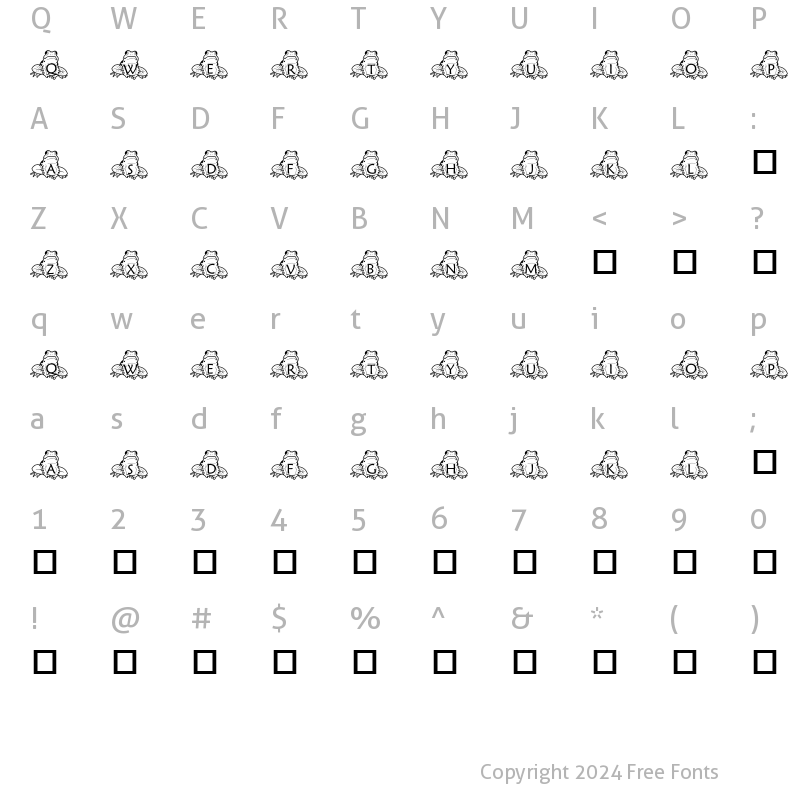 Character Map of pf_frog_sitting Regular