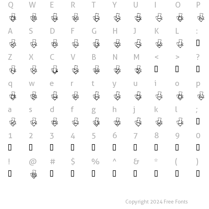 Character Map of pf_gfish_sideways1 Regular