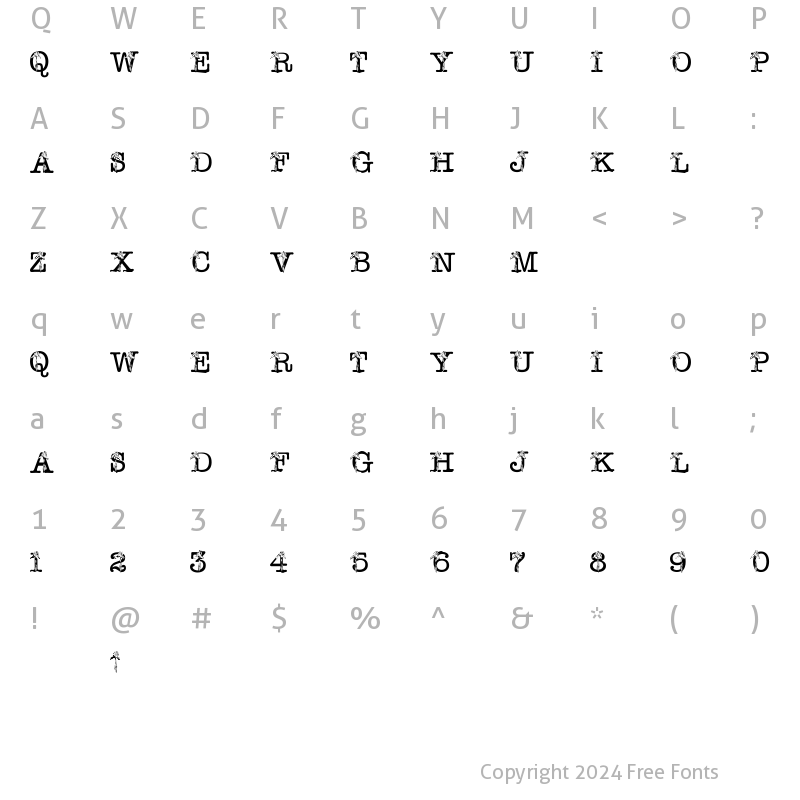 Character Map of pf_iris Regular