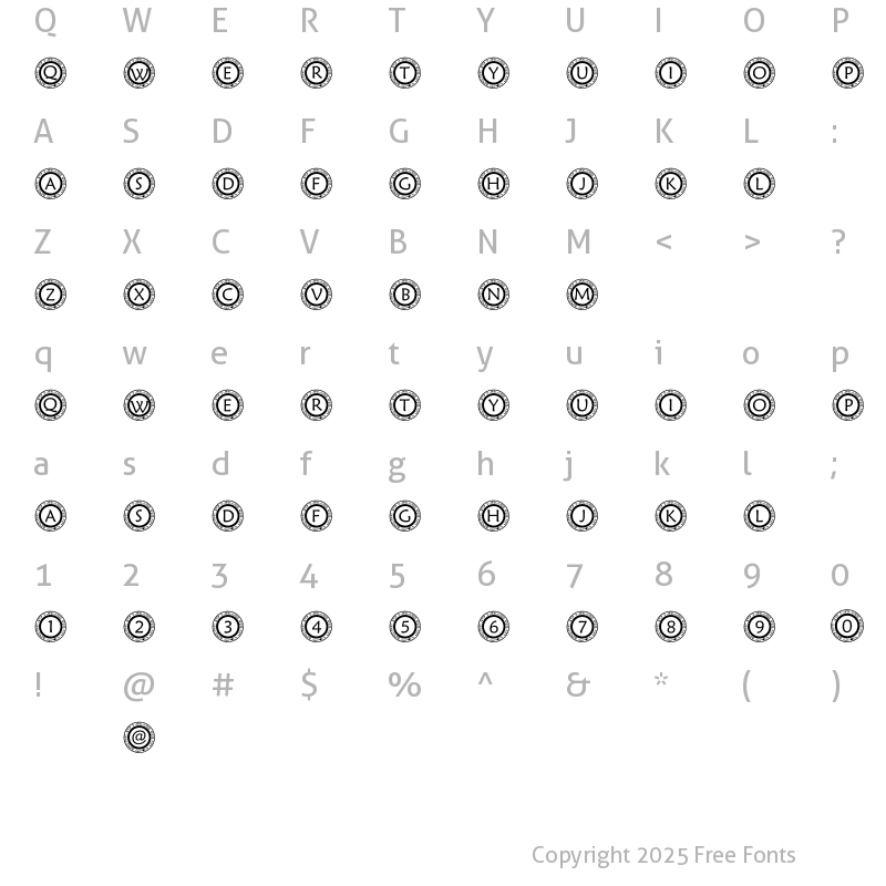 Character Map of pf_scircle1 Regular