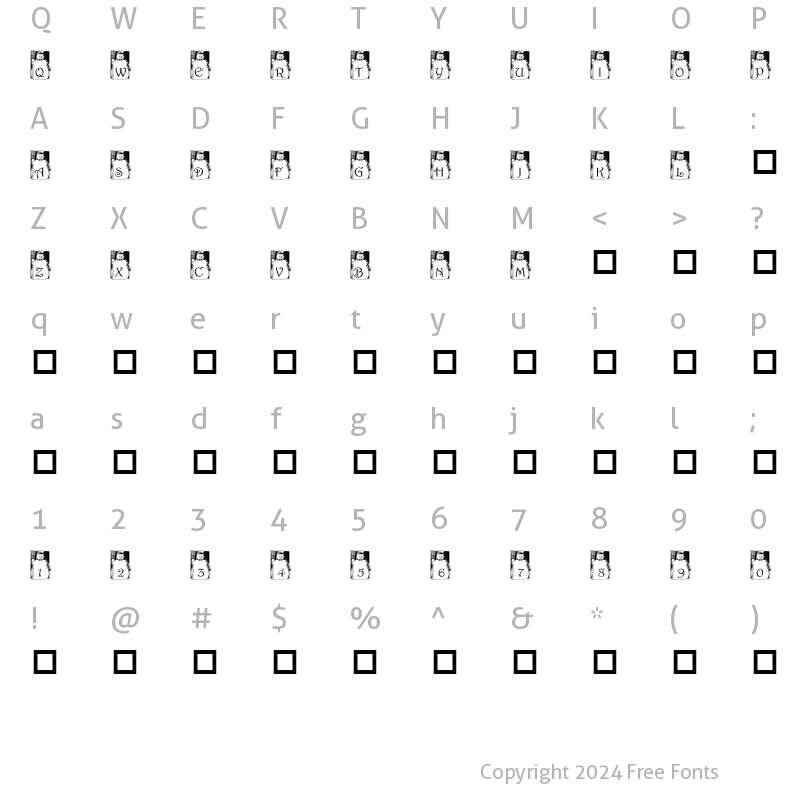 Character Map of pf_snowman1 Regular