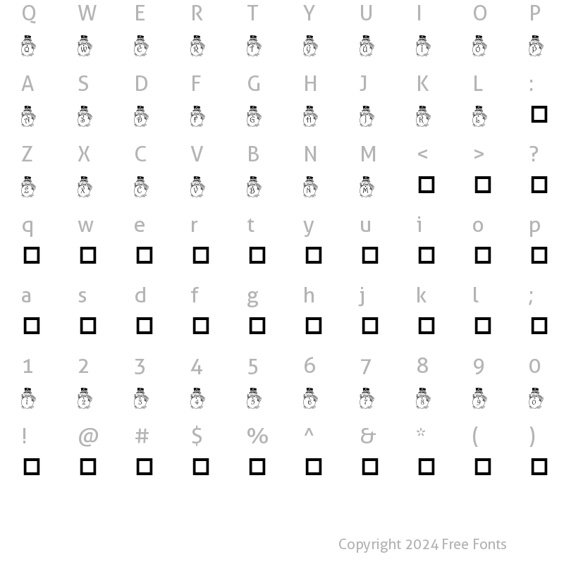 Character Map of pf_snowman3 Regular