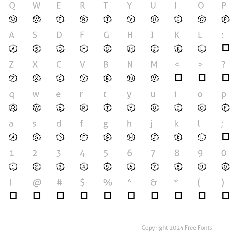 Character Map of pf_surrounded by stars Regular