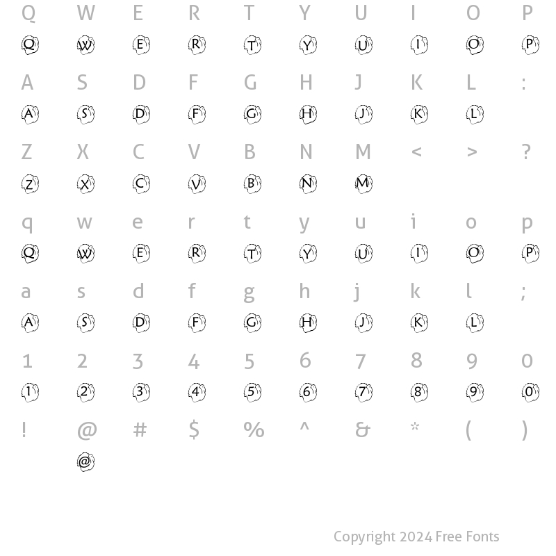 Character Map of pf_turkey1 Regular