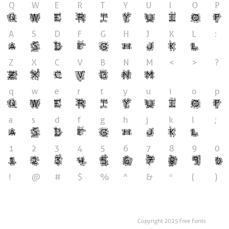 Character Map of pf_vvbf19 Regular