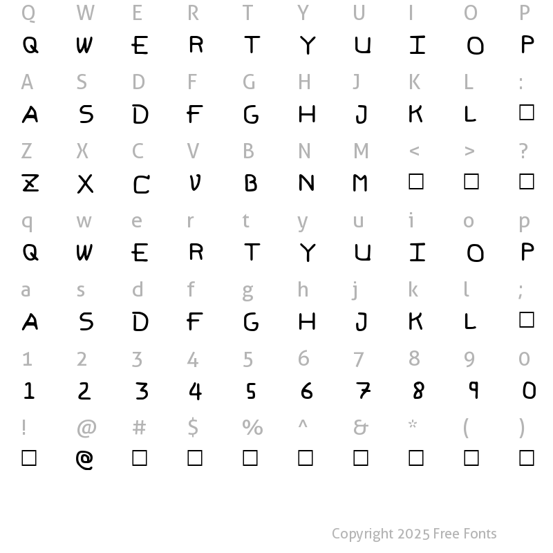 Character Map of Pf_vvbf6 erybadfont6