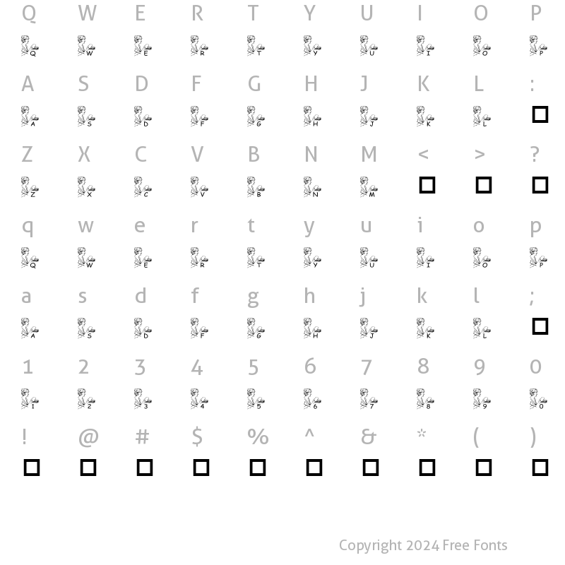 Character Map of pf_writting a letter Regular