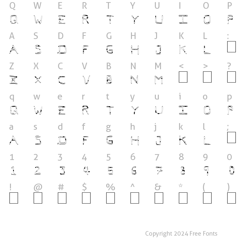 Character Map of Pfvvbf7 liquid verybadfont7