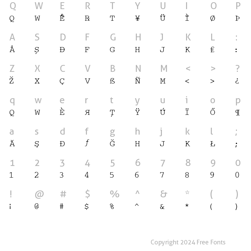 Character Map of P???GL?T Medium