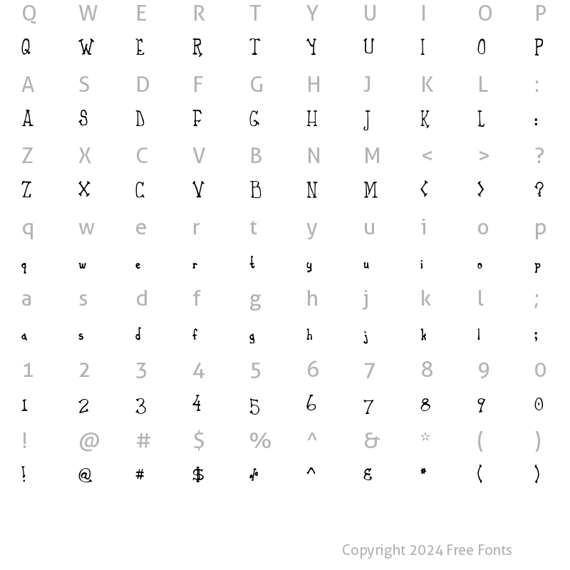 Character Map of Phaeton John Regular