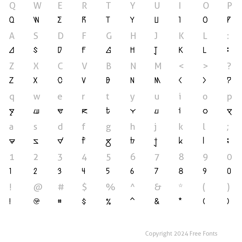 Character Map of Phalang Regular