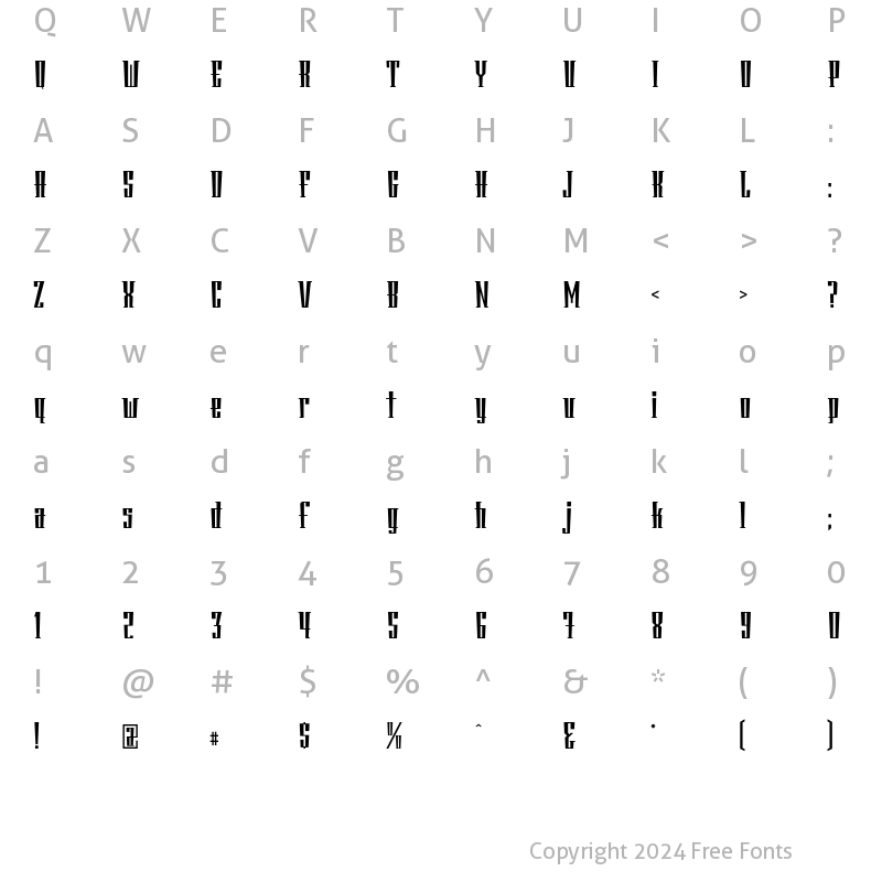 Character Map of Phalanx Bold