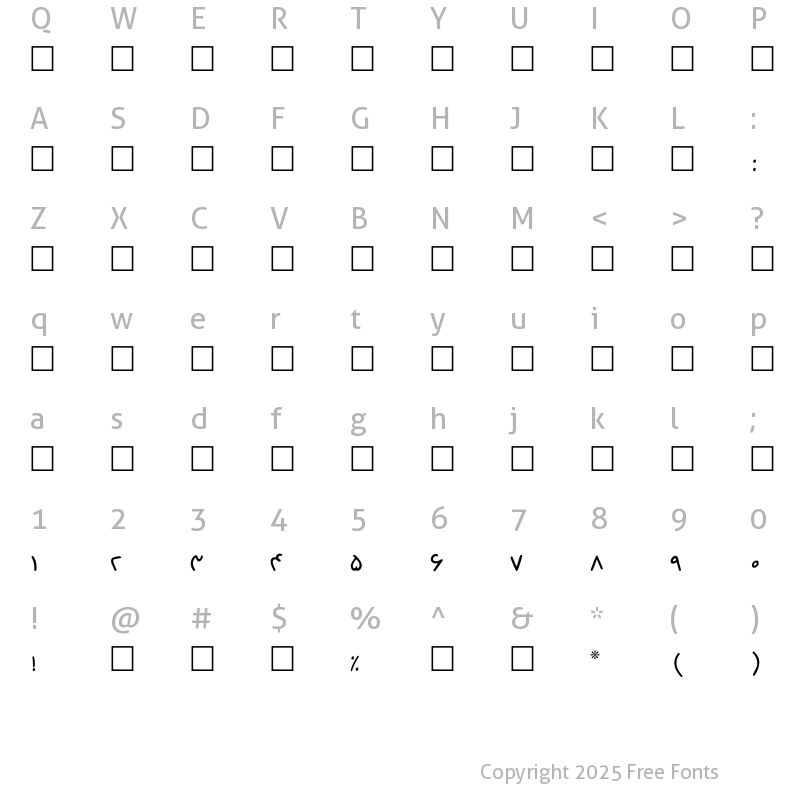 Character Map of pHalls Khodkar Regular