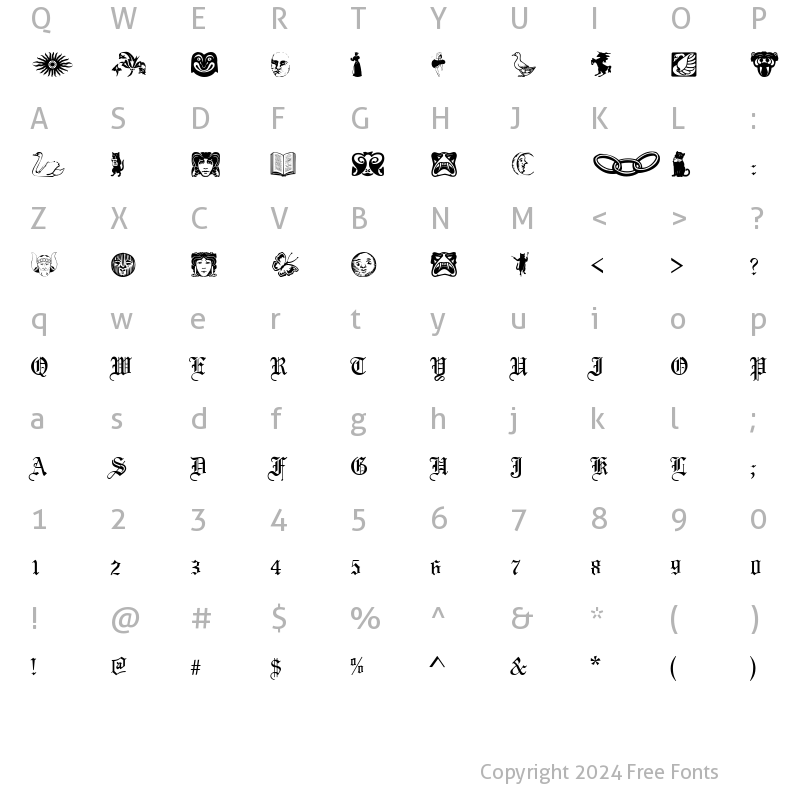 Character Map of Phantasy Dingbats Regular