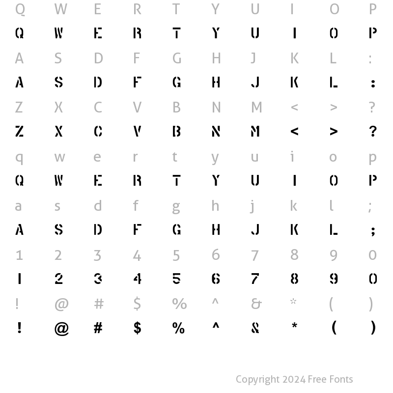 Character Map of PHANTOM STENCIL PHANTOM STENCIL
