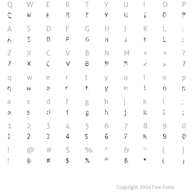 Character Map of Phantomime Regular