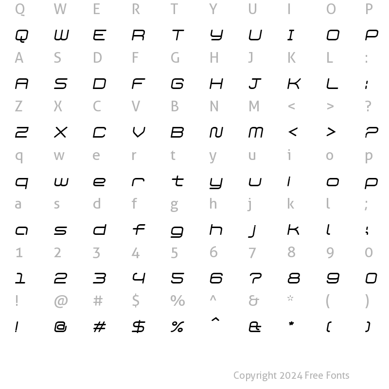 Character Map of PhantomRegular Italic Regular