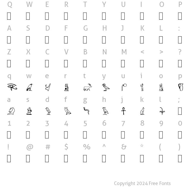 Character Map of Pharaoh Regular