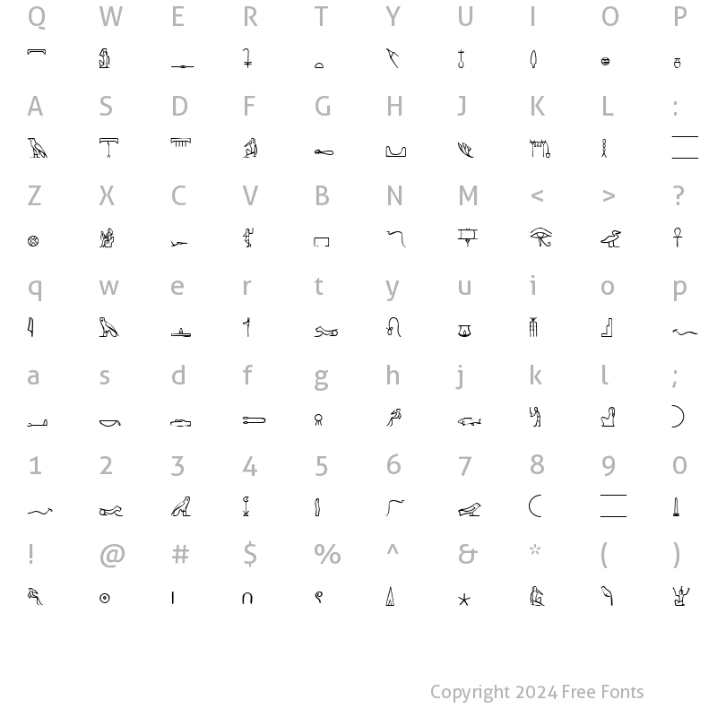 Character Map of PharaohGlyph Regular