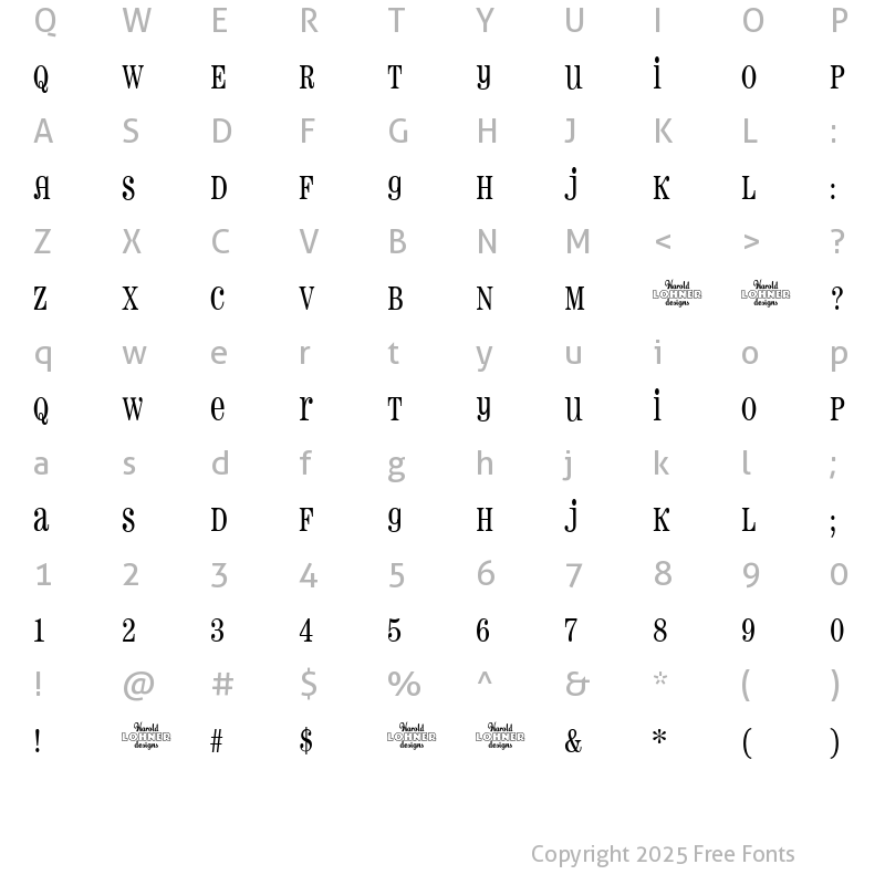 Character Map of Pharmacy Regular