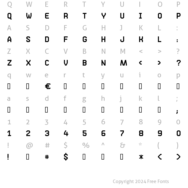 Character Map of Phase 05 Regular