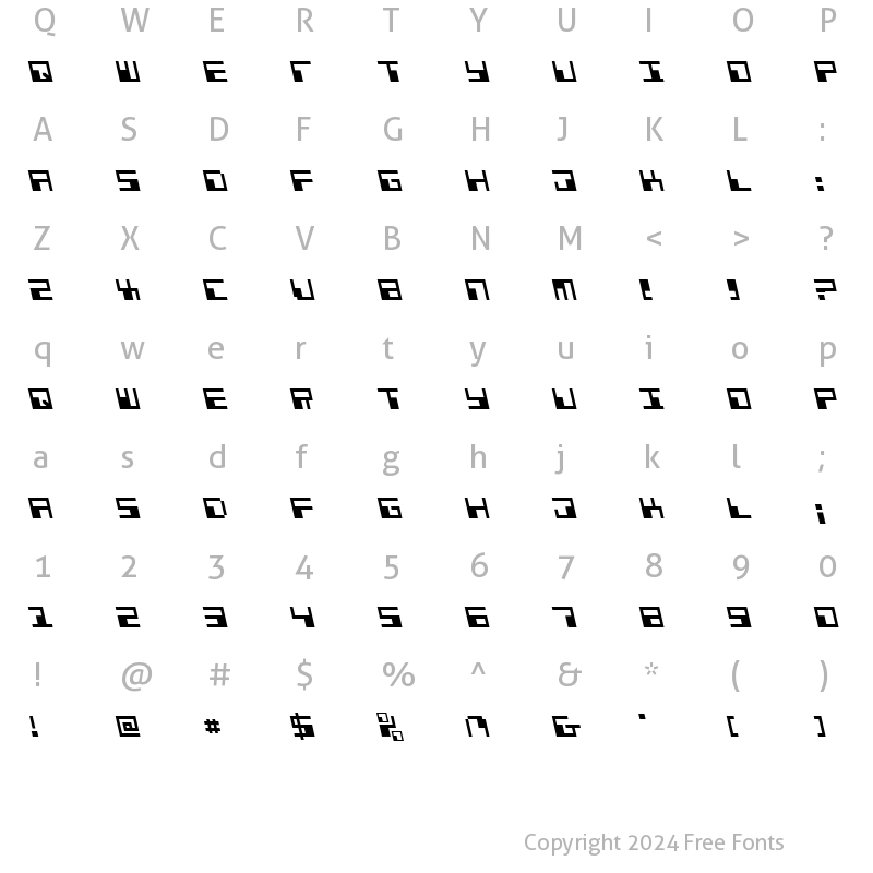 Character Map of Phaser Bank Leftalic Regular