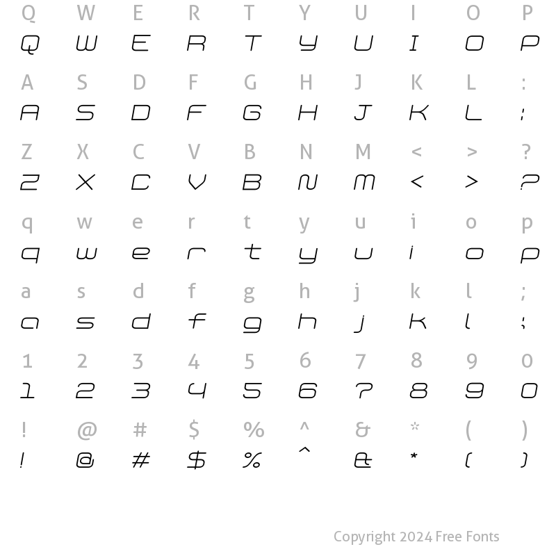 Character Map of Phat Light Italic