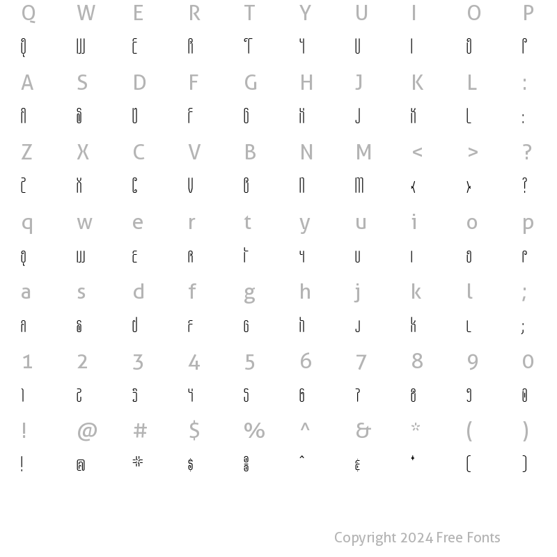 Character Map of Pheanis Wickey Regular