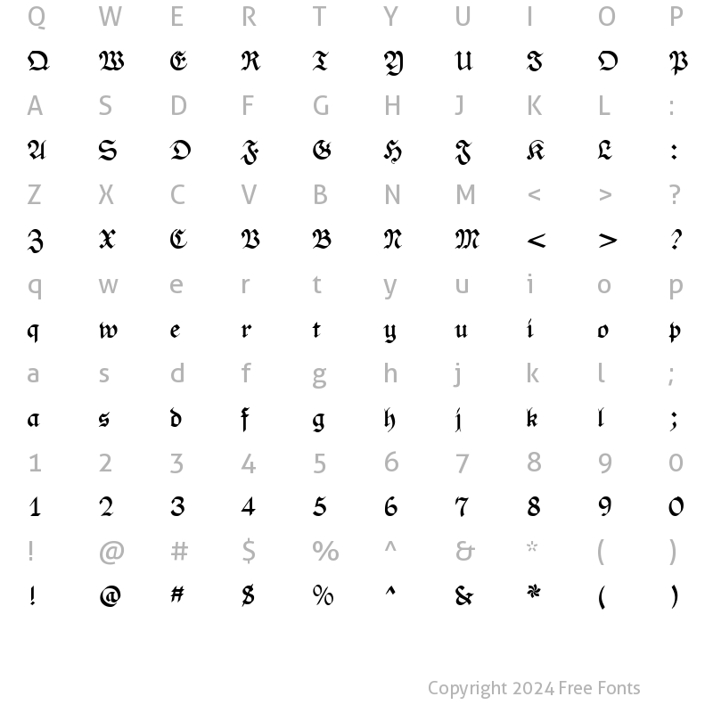 Character Map of PhederFrack Bold