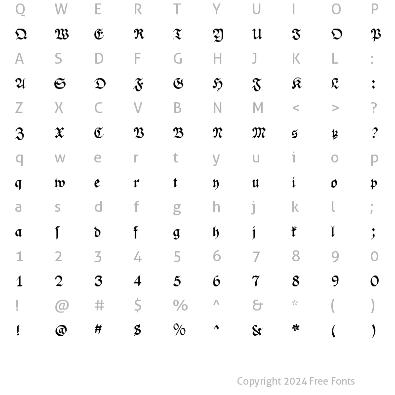 Character Map of PhederFrackDtsh Bold