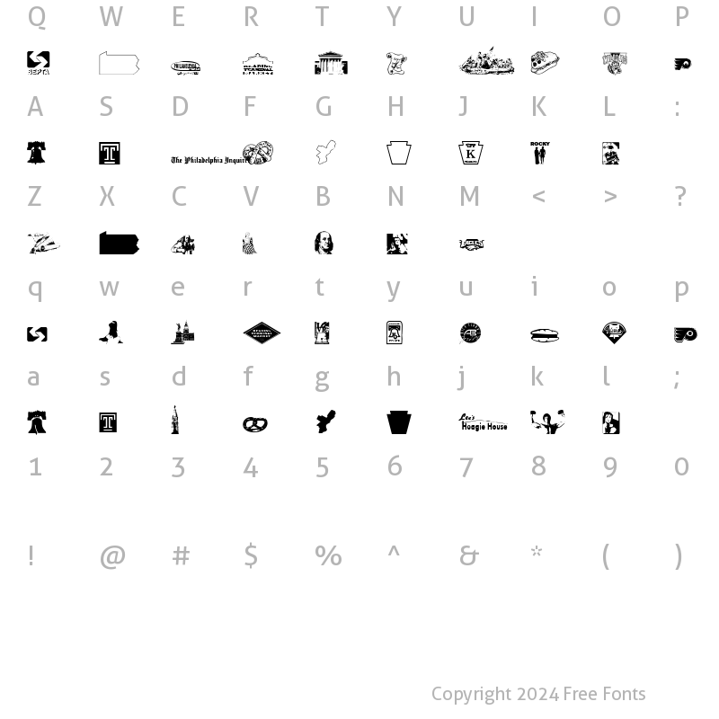 Character Map of Philly Dings Regular