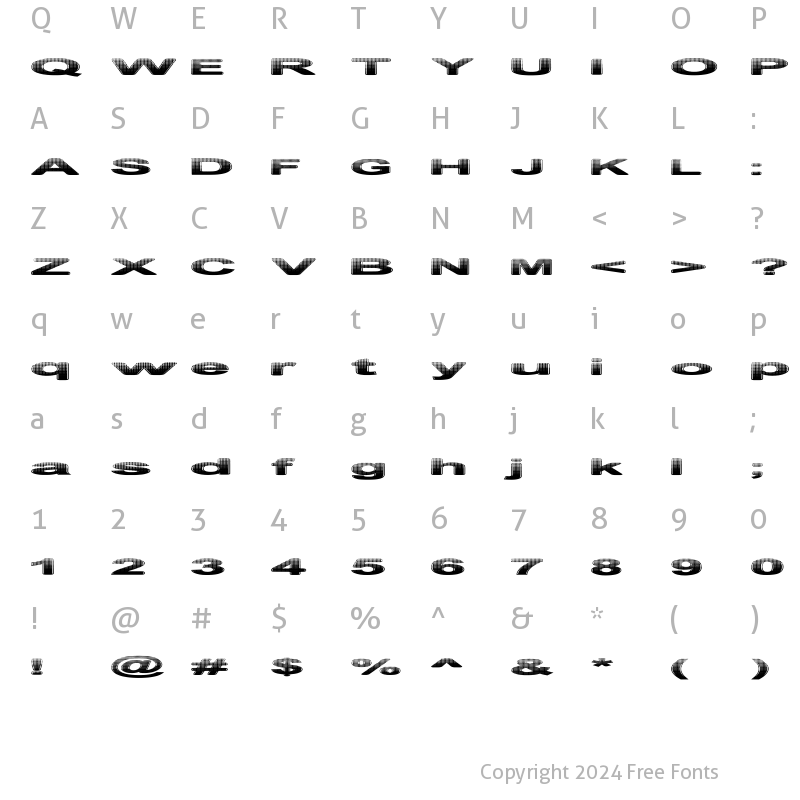 Character Map of Philtered Phont Regular