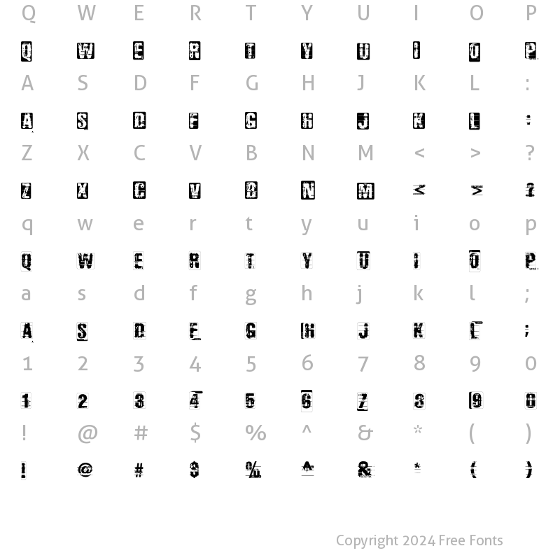 Character Map of Phlax Regular