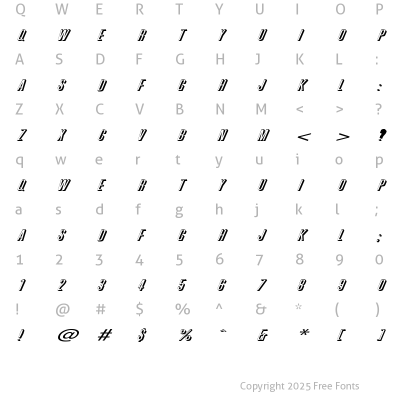 Character Map of Phoenix Extended D Italic