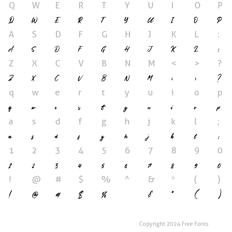 Character Map of Phoenix Island Regular