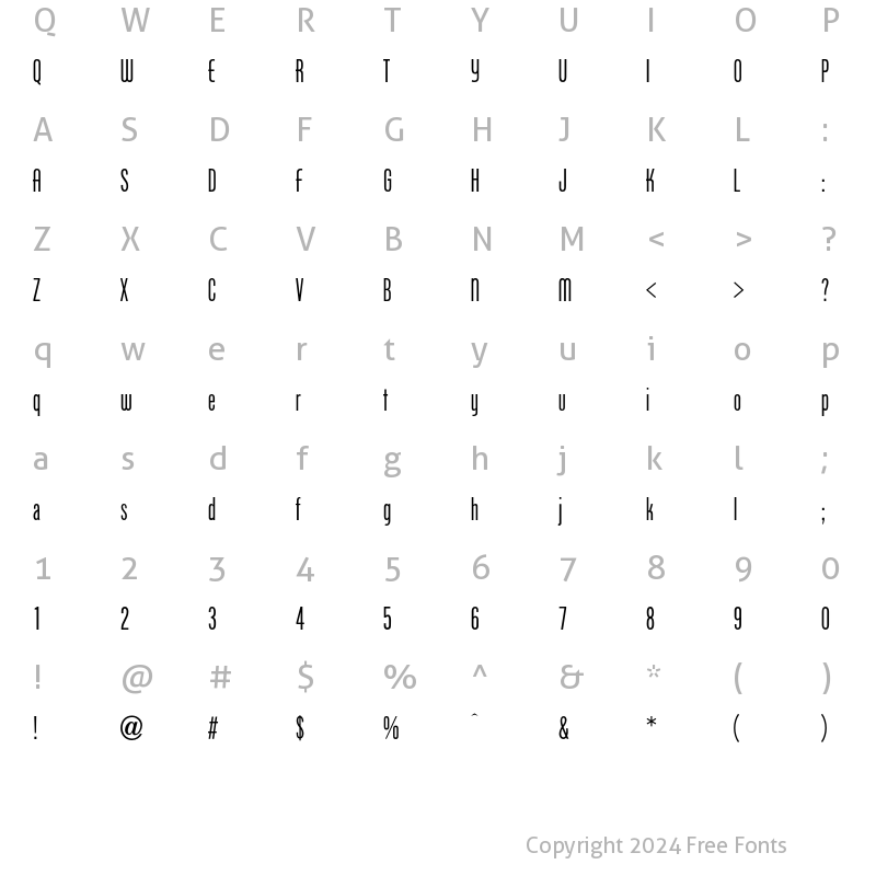 Character Map of PhoenixAmerican Regular