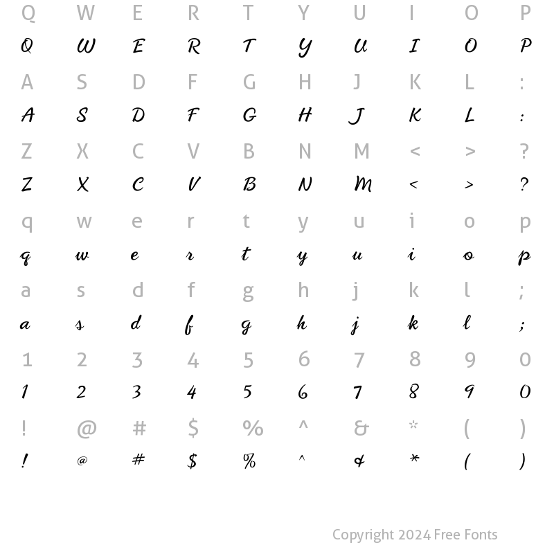 Character Map of PhoenixScript Upright Regular